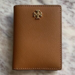 Tory Burch Tan Key & Card Holder with Gold Logo